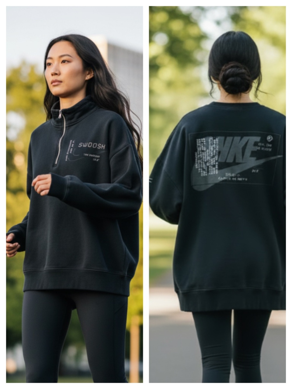 Nike Pullover Sweatshirt Sz XL 14 16 Black 1/2 Zip Logo Swoosh Athletic